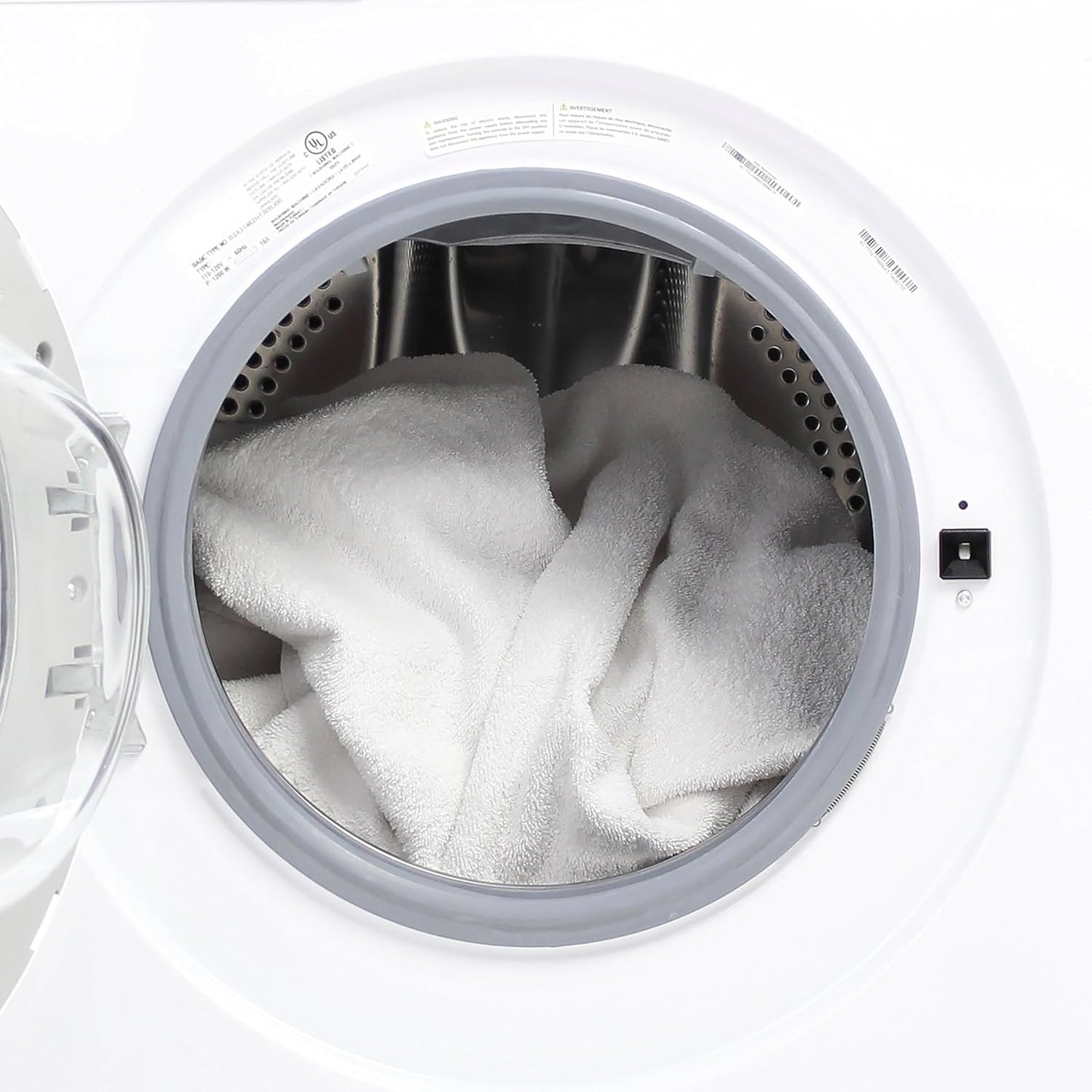 WB220FLWVW Washer Compact Front Load Machine with 15 Wash Cycles, LED Display, See-Through Door, Stackable Saving Design, for Apartments, Rvs, and Small Spaces, 2.2-Cu.Ft, White