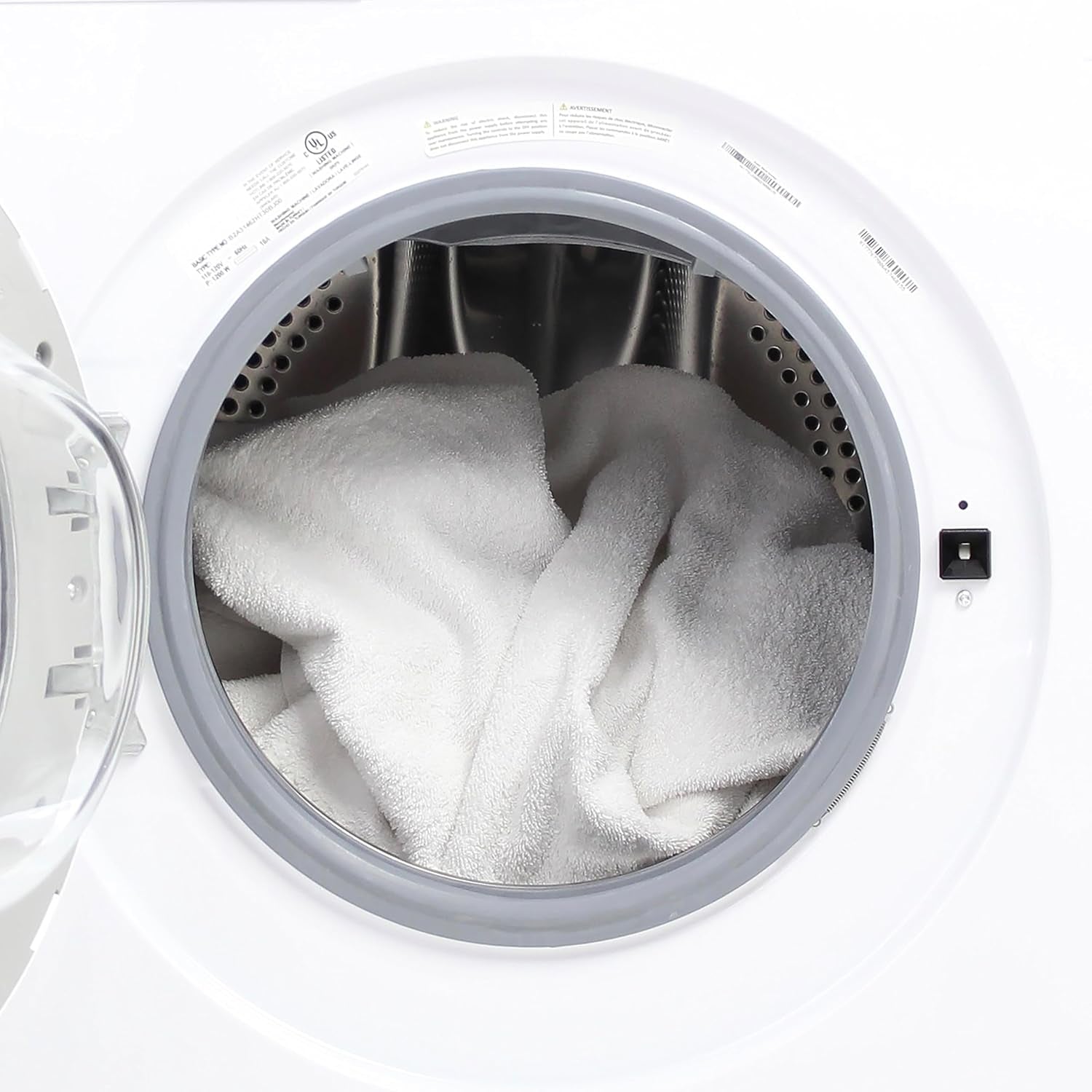 WB220FLWVW Washer Compact Front Load Machine with 15 Wash Cycles, LED Display, See-Through Door, Stackable Saving Design, for Apartments, Rvs, and Small Spaces, 2.2-Cu.Ft, White