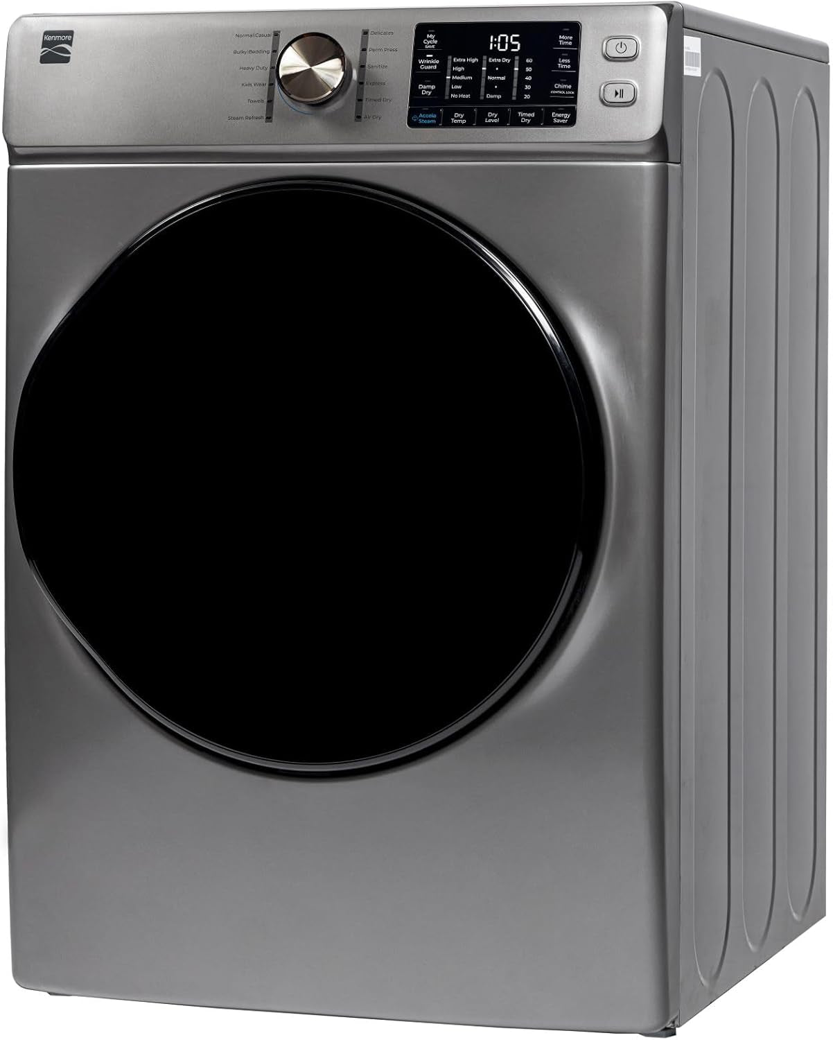 8.0 Cu. Ft. Front Load Gas Dryer - Wrinkle Guard with Accela Steam to Reduce Static and Odors - Sanitize & Smart Sensor Drying - LED - Metallic Silver