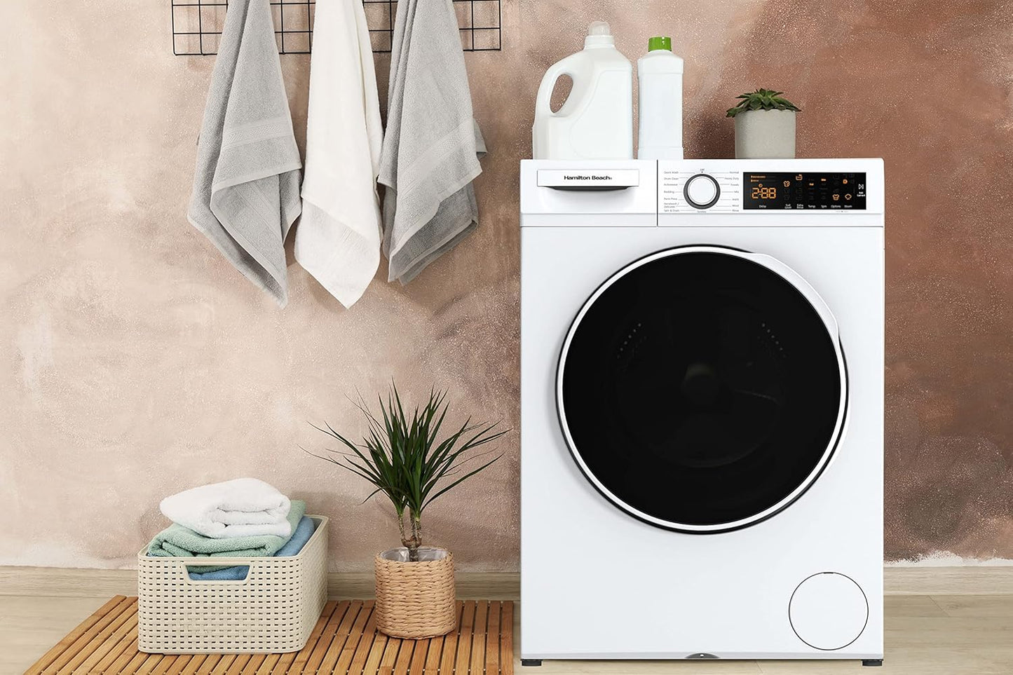 HBFW3205 Fullsize Washer-Led Digital Display Panel-5 Wash Cycles-Front Load Design-2.2 Cu Ft, 24 Inch Wide, White