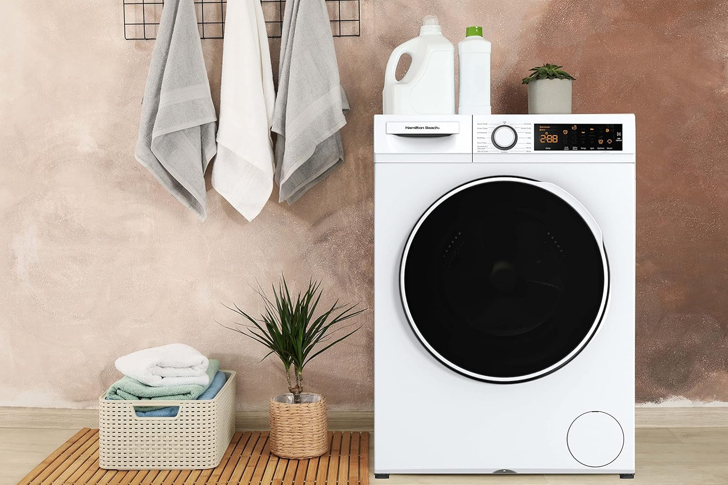 HBFW3205 Fullsize Washer-Led Digital Display Panel-5 Wash Cycles-Front Load Design-2.2 Cu Ft, 24 Inch Wide, White