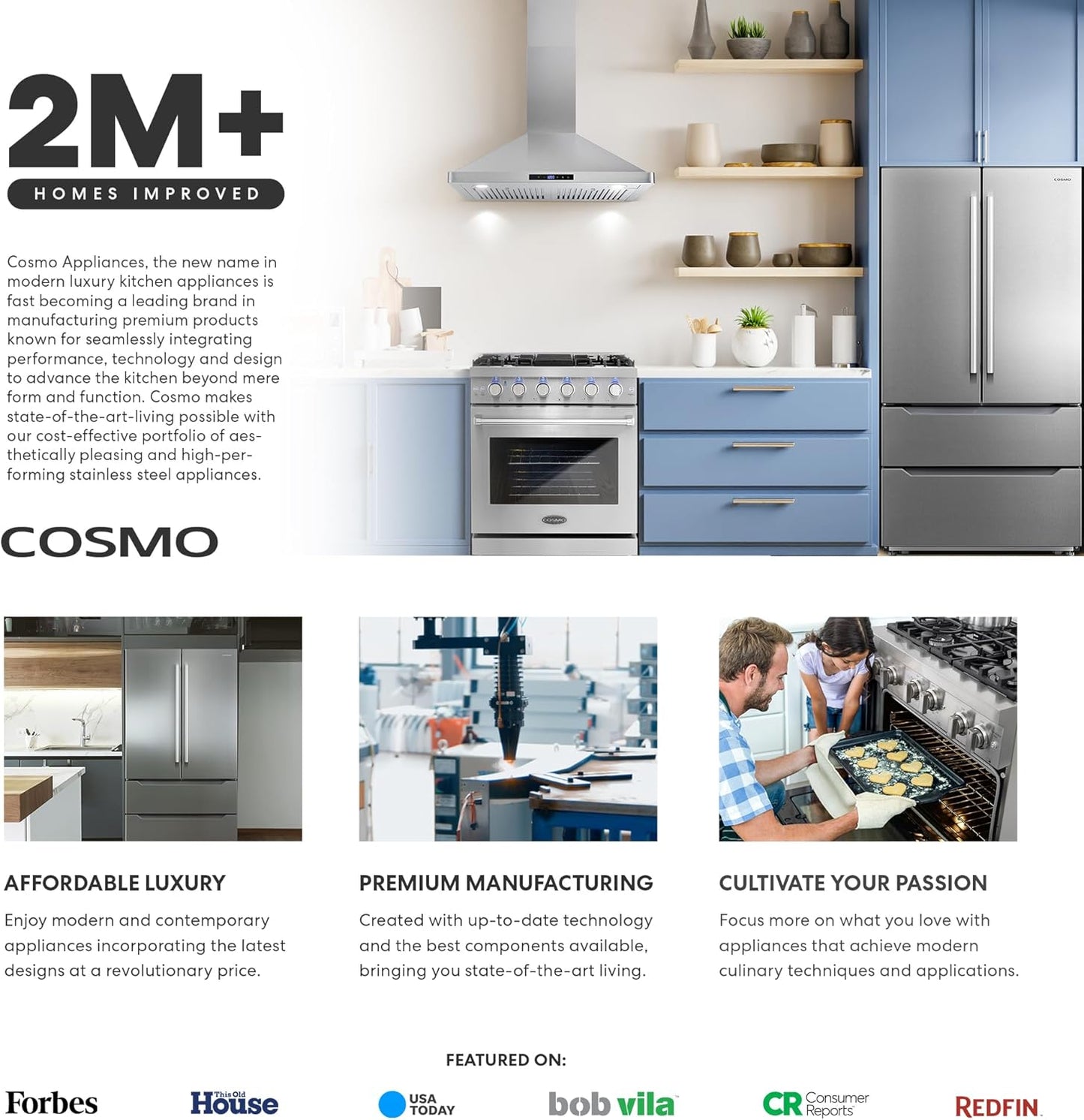  36 In. 3 French Door Refrigerator with Water Dispenser and Automatic Ice Maker in Stainless Steel, Counter Depth