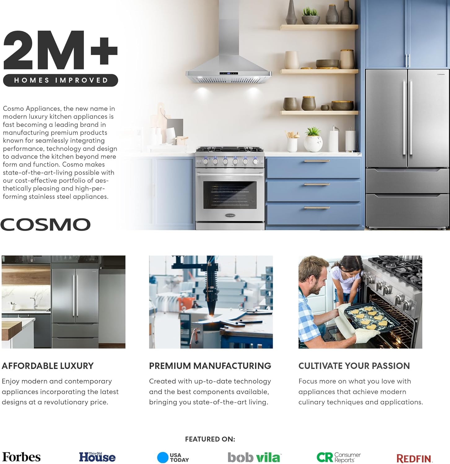  36 In. 3 French Door Refrigerator with Water Dispenser and Automatic Ice Maker in Stainless Steel, Counter Depth