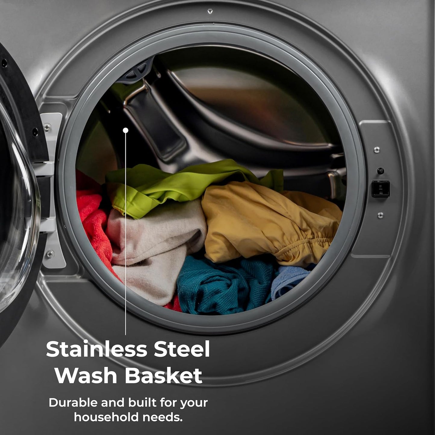 4.5 Cu. Ft. Front Load Washer with Stain Removing Steam Treatment - Sanitize Cycle - Reduce Laundry Time with Accela Wash - LED - ENERGY STAR Certified - Metallic Silver