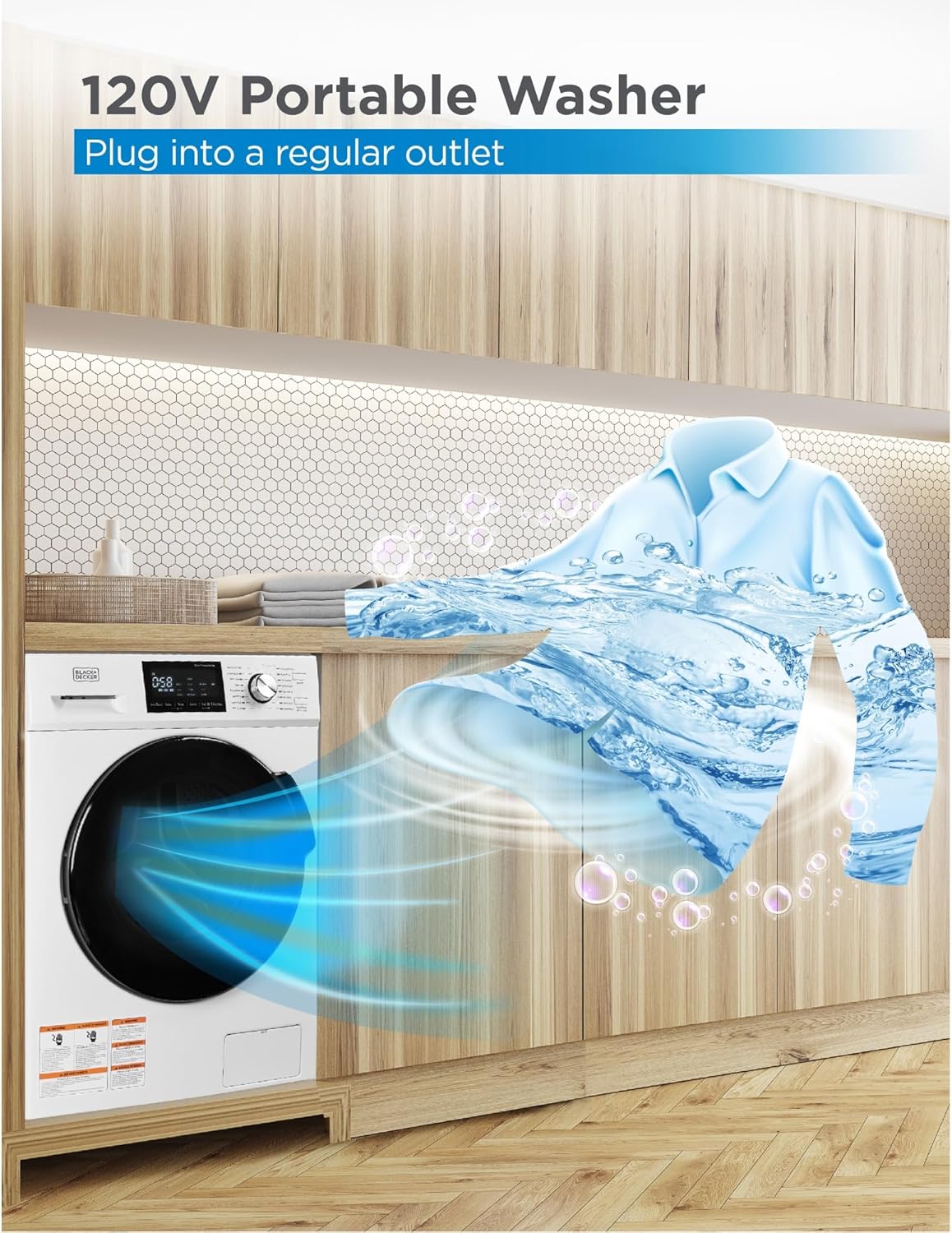 Front Load Washer, 2.7 Cu. Ft. Compact Washing Machine with LED Display & 16 Cycles