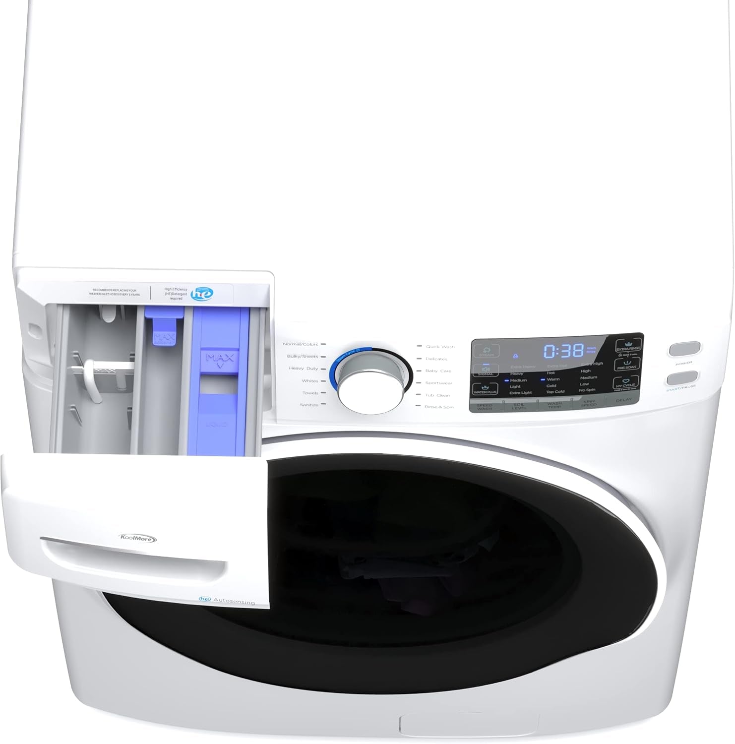 Large Capacity Washer + Dryer Bundle - 4.5 Cu. Ft. Front Load Washing Machine [120V] (FLW-5CWH) + 8 Cu. Ft Front Load Dryer [240V] (FLD-8CWH)