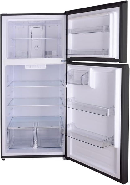 30 In. 18.2 Cu. Ft. Capacity Refrigerator/Freezer with Adjustable Glass Shelving, Humidity Control Crispers, Gallon Door Bins, ENERGY STAR Certified, Black
