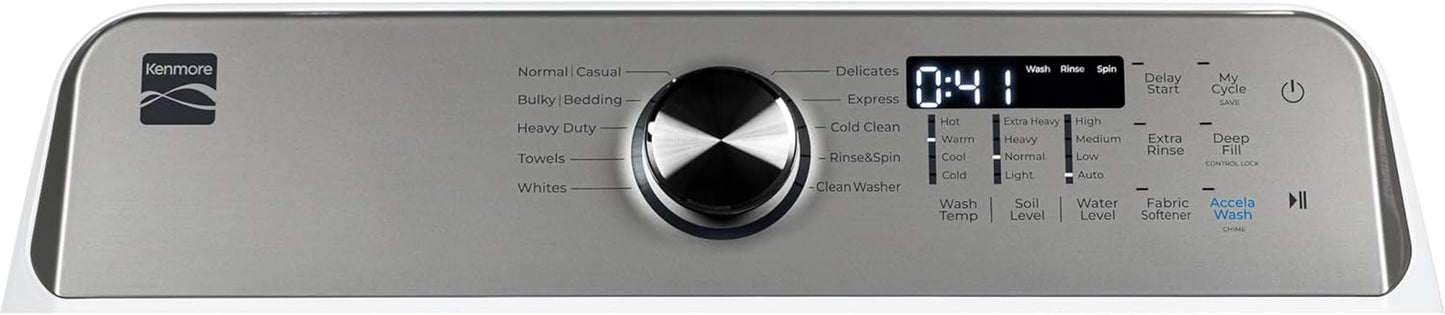 4.5 Cu. Ft. Top Load Washer with Triple Action Impeller for Tough Dirt & Stains-Reduce Laundry Time with Accela and Express Wash-Led, White