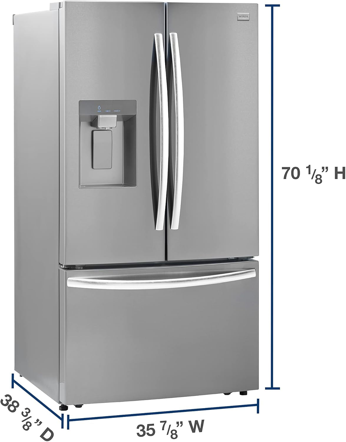 31 Cu.Ft French Door Refrigerator with Ice & Water Dispenser, Energy Star, Stainless Steel (WZBHD31ATE)