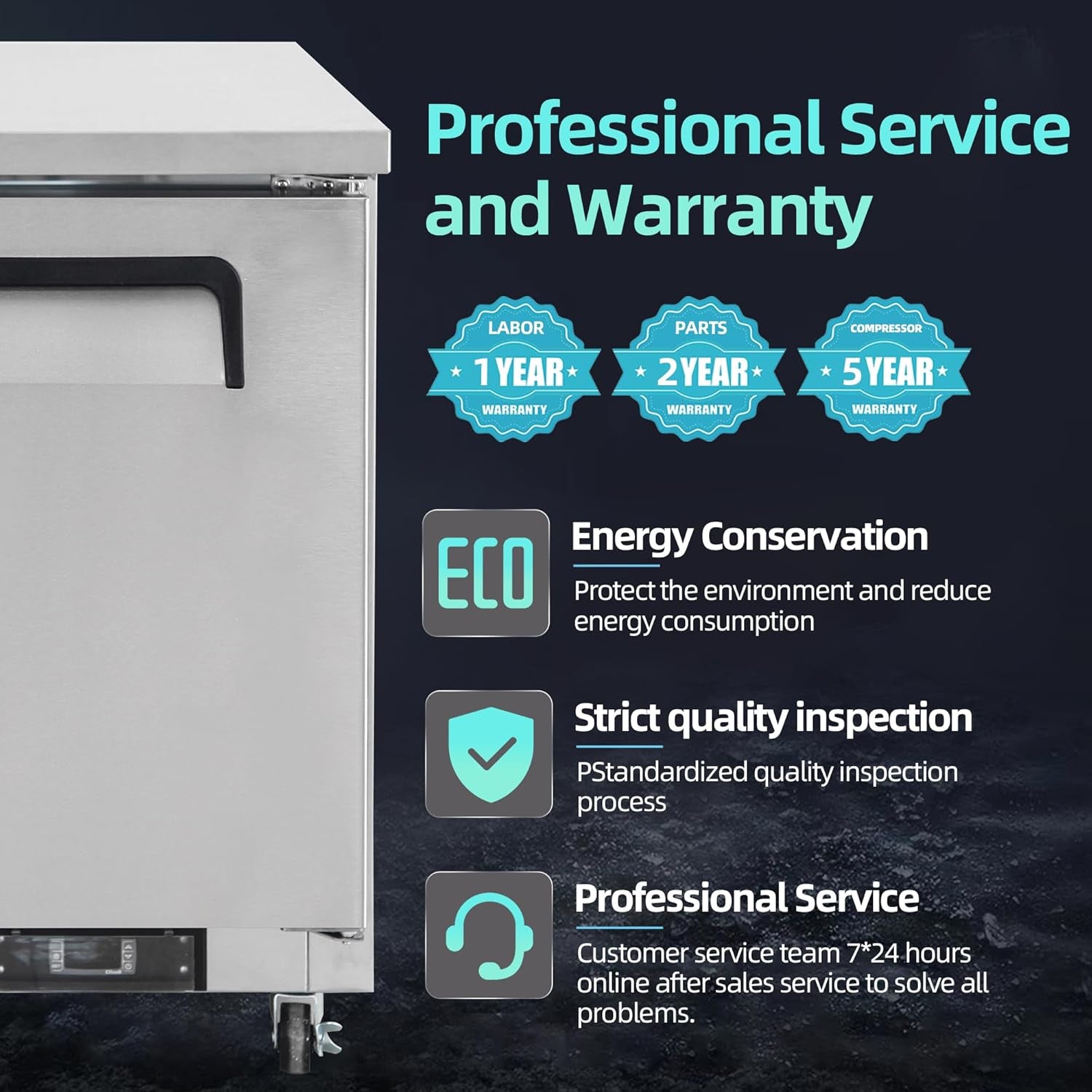 Commercial Freezer Worktop 28" W Single Door Undercounter Freezer, 6.5 Cu. Ft Reach-In Stainless Steel Internal Freezer Digital Temperature Control -10℉~10℉ for Restaurant, Storehouse, Diner