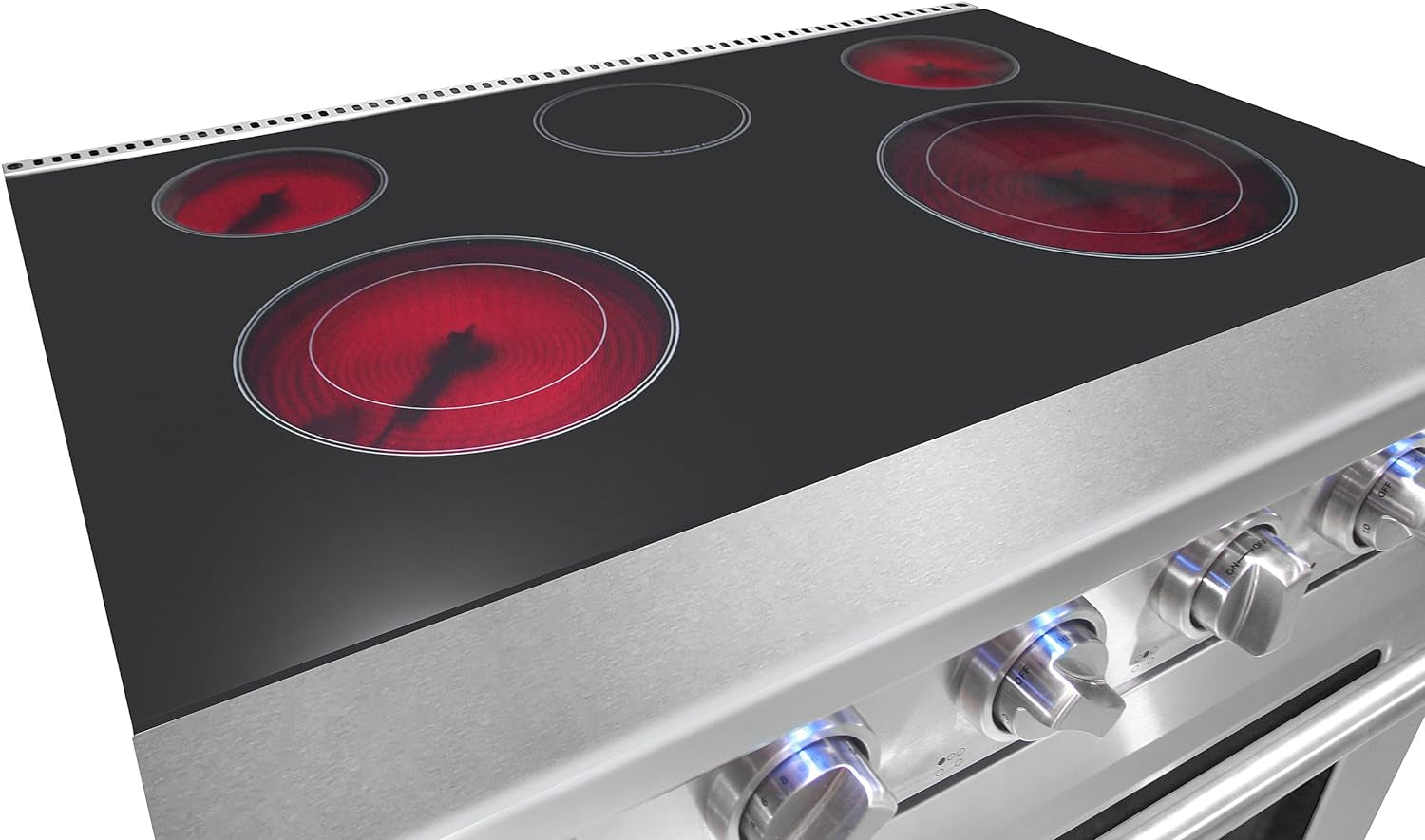 30 Inch Professional Electric Range with 5 Heating Elements Cooktop, 4.55 Cu. Ft. Convection Oven Capacity, Smooth Glass Top, in Stainless Steel, KOS-30RE06H (White)