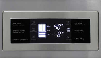 French Door Refrigerator with Ice Maker and Dual Drawer Bottom Freezer, 20.7 Cu.Ft. Capacity with Adjustable Shelves Counter Depth Stainless Steel Exterior, 36-Inch, Metallic