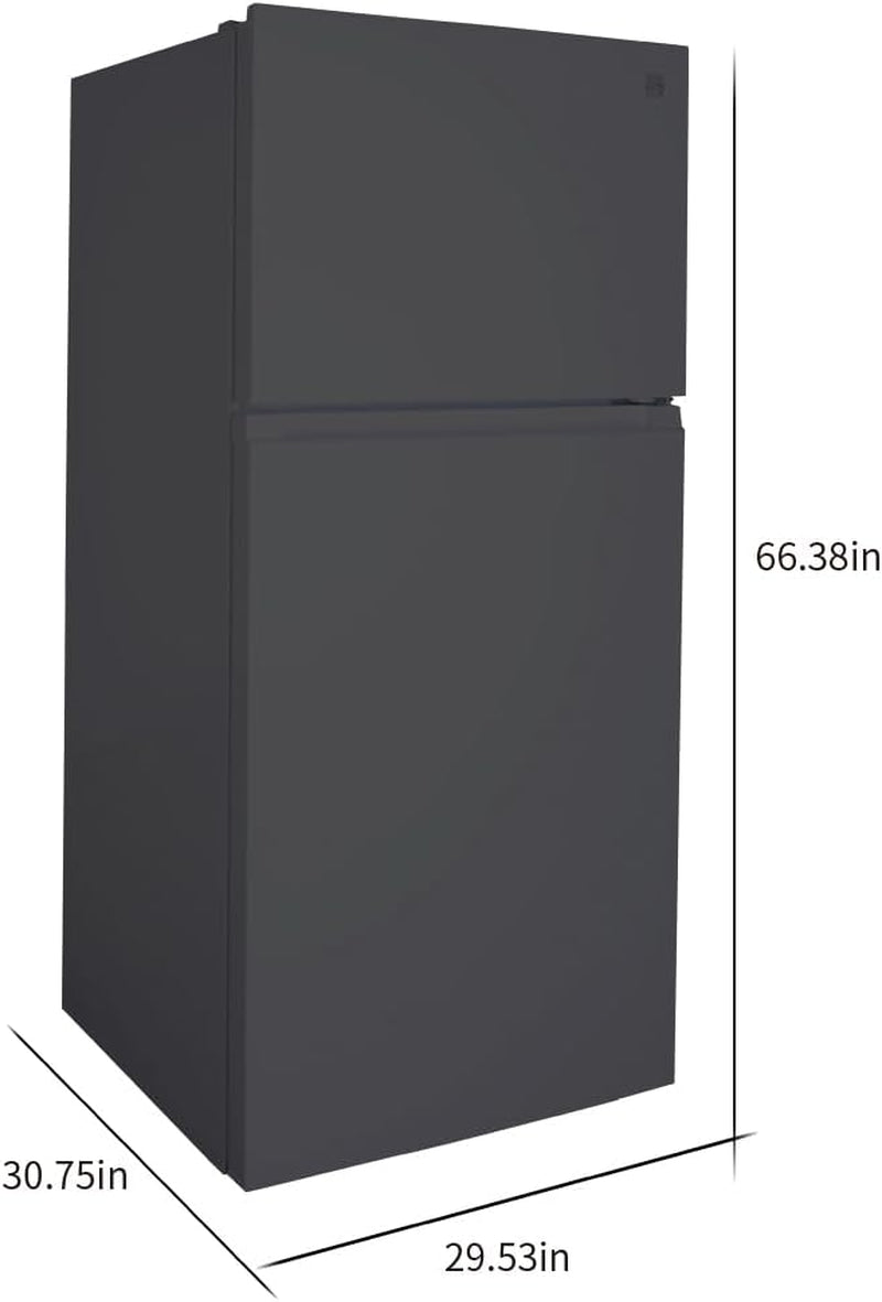30 In. 18.2 Cu. Ft. Capacity Refrigerator/Freezer with Adjustable Glass Shelving, Humidity Control Crispers, Gallon Door Bins, ENERGY STAR Certified, Black