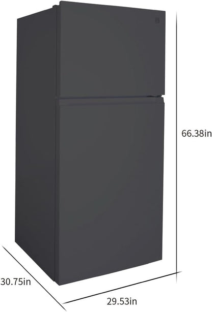 30 In. 18.2 Cu. Ft. Capacity Refrigerator/Freezer with Adjustable Glass Shelving, Humidity Control Crispers, Gallon Door Bins, ENERGY STAR Certified, Black