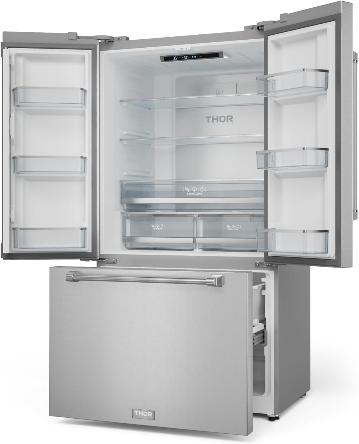 Gordon Ramsay 36 Inch 20.3 Cu Ft French Door Counter Depth Refrigerator with Ice Maker in Stainless Steel