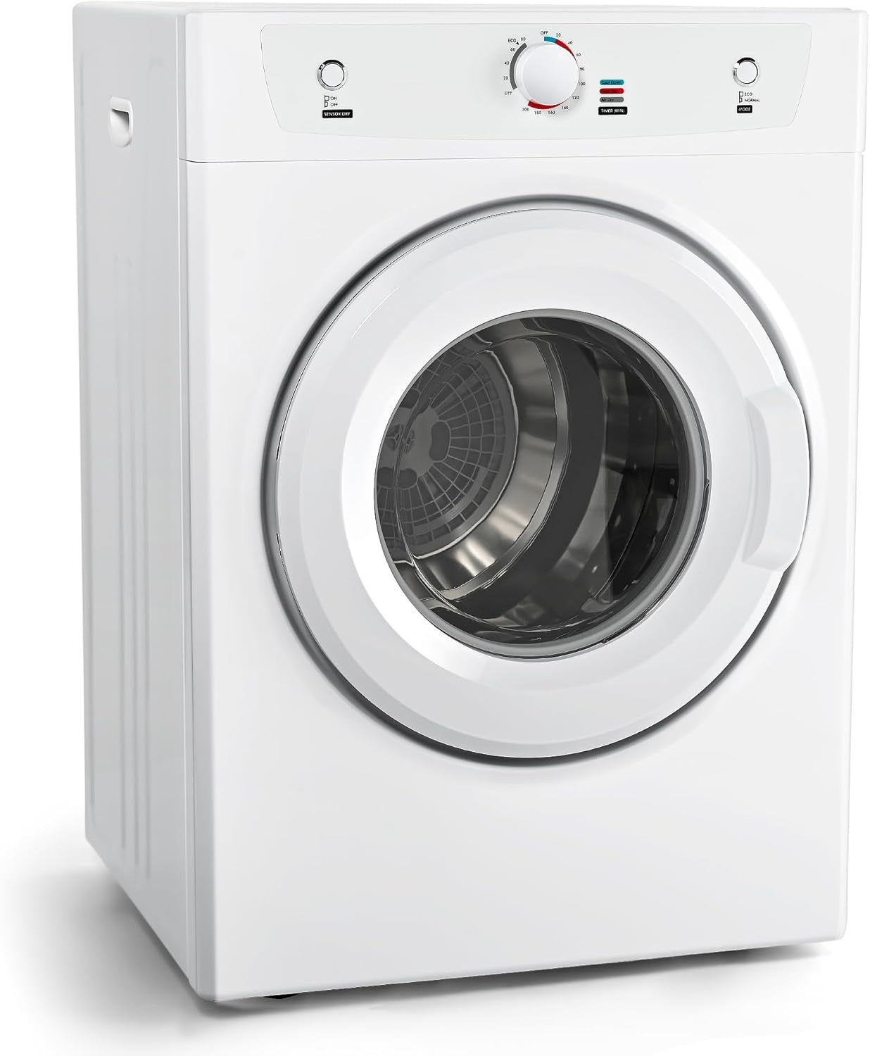 Dryer, 3.5 Cu. Ft. 1500W Clothes Dryer, Stainless Steel Tumble Dryer with Exhaust Hose for Home, Apartment, Dorm, White