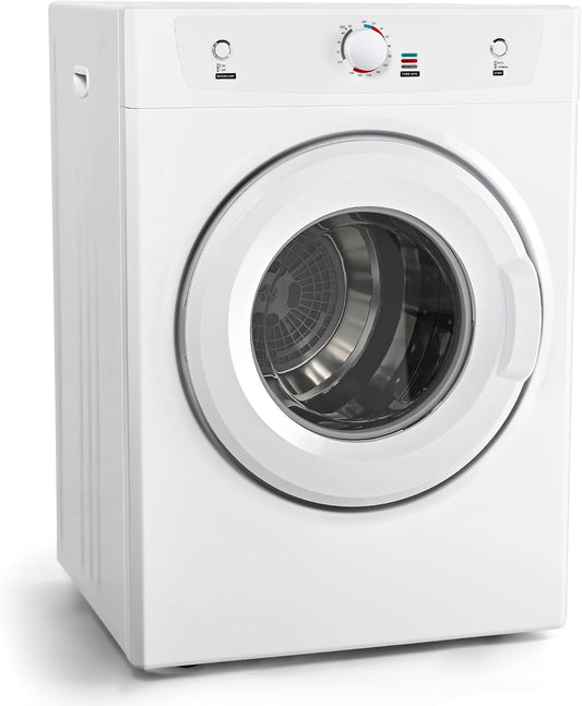 Dryer, 3.5 Cu. Ft. 1500W Clothes Dryer, Stainless Steel Tumble Dryer with Exhaust Hose for Home, Apartment, Dorm, White