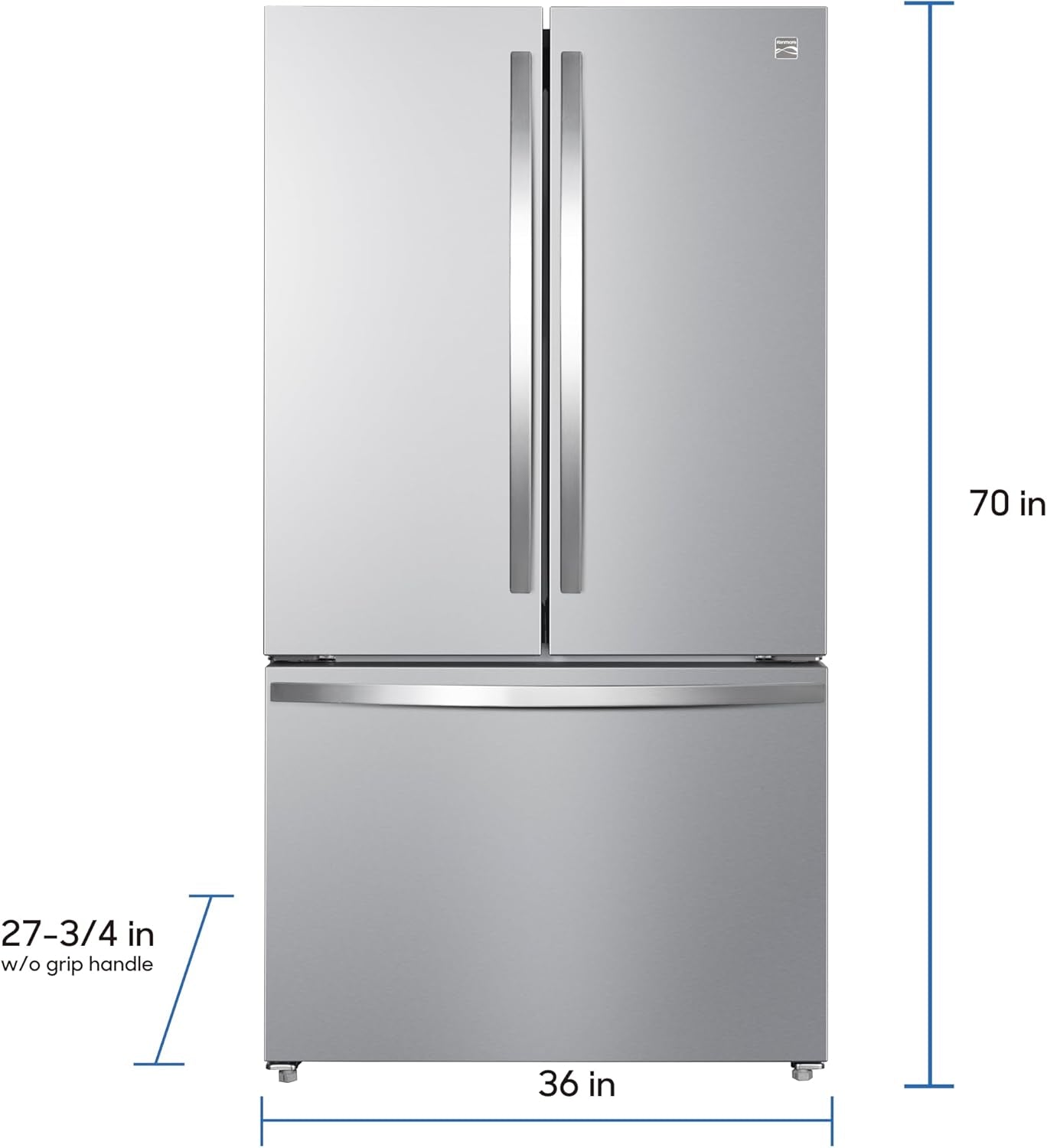 46-75515 Counter-Depth French Door Refrigerator/Freezer with Fingerprint-Resistant Stainless Steel, Ice Maker, Quiet and Energy Efficient Inverter Compressor, 36 Inch