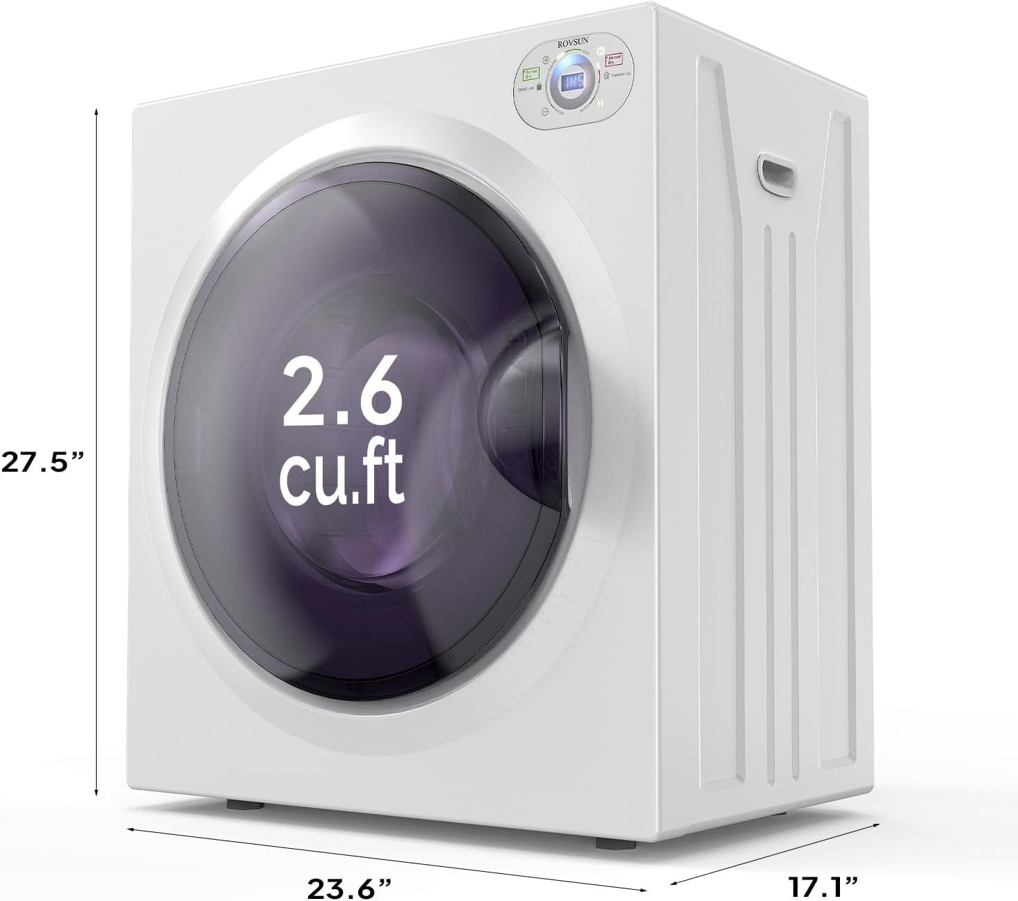 2.6 Cu.Ft Portable Clothes Dryer, 1400W Fast Drying Front Load Tumble Laundry Dryer with Stainless Steel Tub & LCD Control Panel Six-Mode for Apartment, Home, Dorm