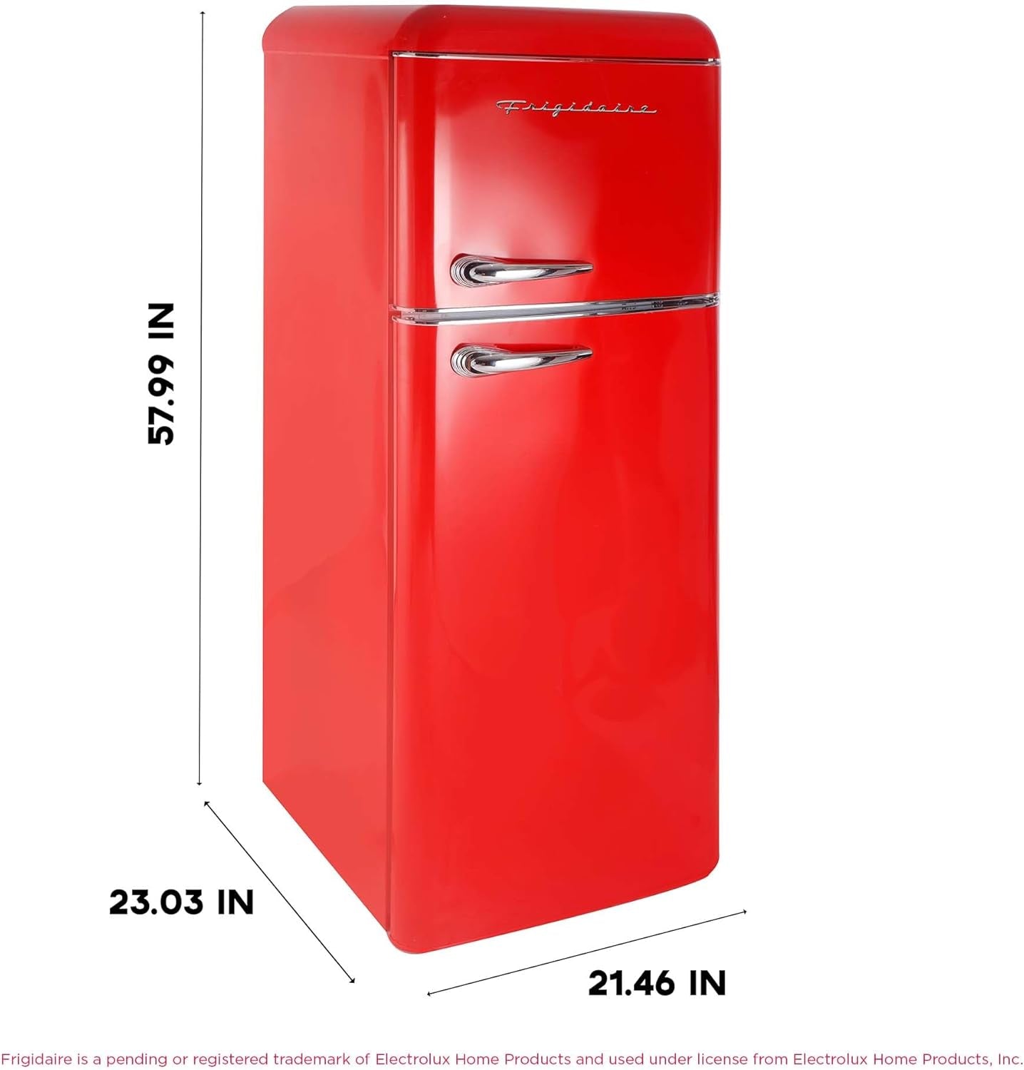 EFR756, 2 Door Apartment Size RETRO Refrigerator with Top Freezer, Chrome Handles, 7.5 Cu Ft