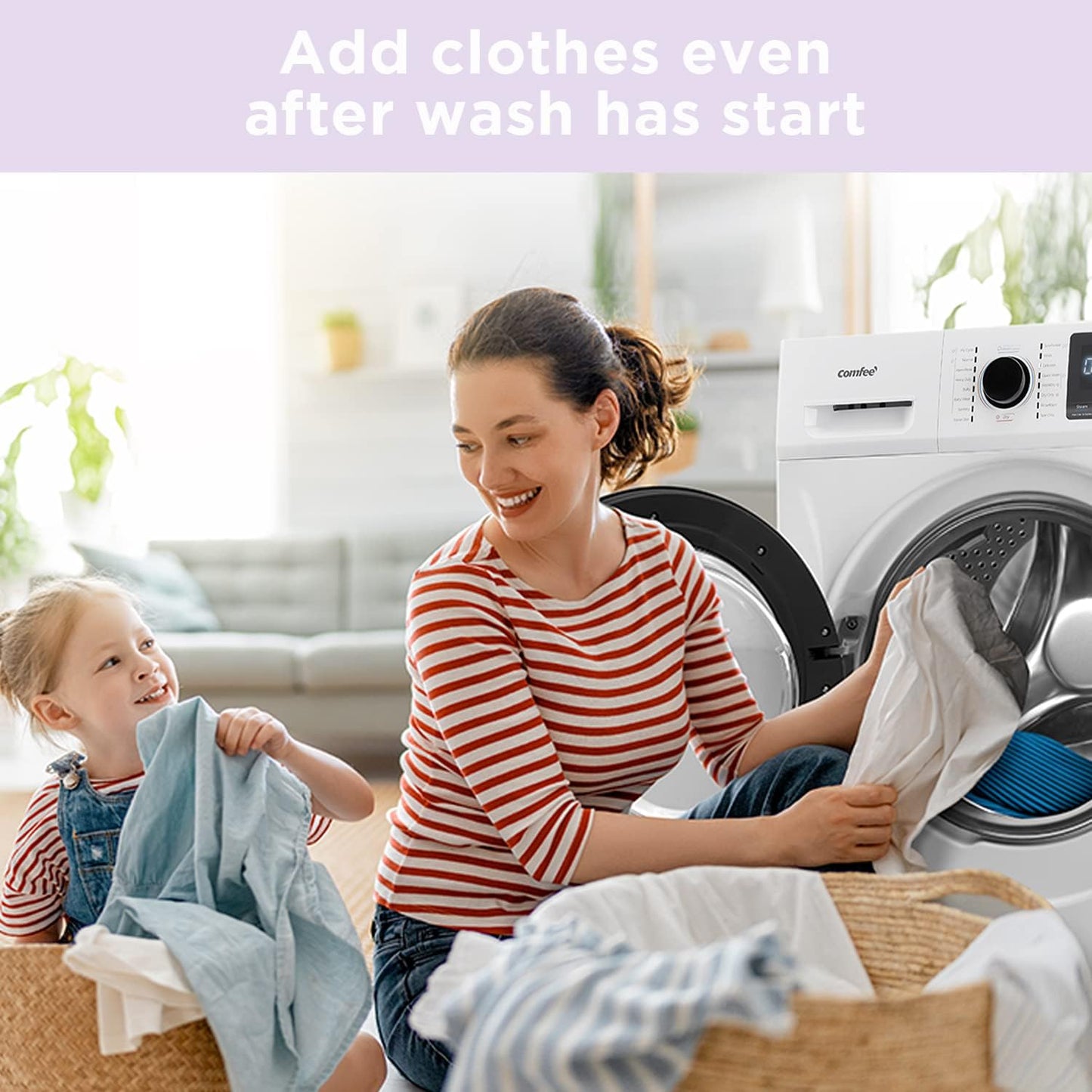 COMFEE’ 24" Washer and Dryer Combo 2.7 Cu.Ft 26Lbs Washing Machine Steam Care, Overnight Dry, No Shaking Front Load Full-Automatic Machine, Dorm White