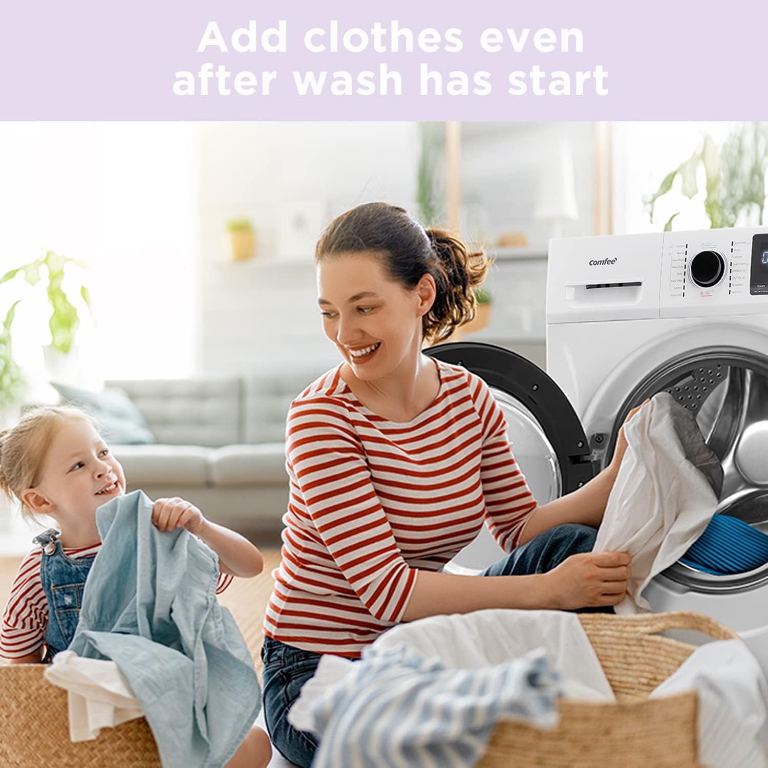 COMFEE’ 24" Washer and Dryer Combo 2.7 Cu.Ft 26Lbs Washing Machine Steam Care, Overnight Dry, No Shaking Front Load Full-Automatic Machine, Dorm White