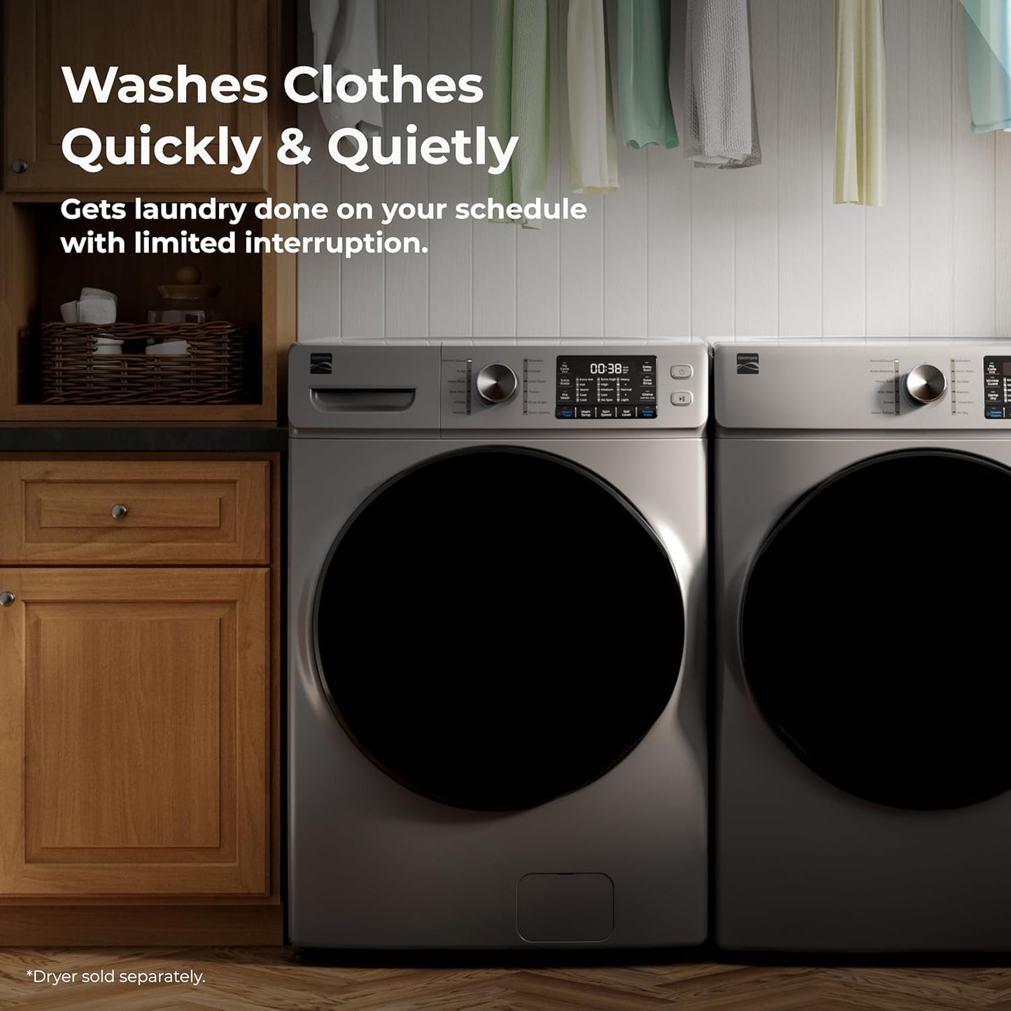 4.5 Cu. Ft. Front Load Washer with Stain Removing Steam Treatment - Sanitize Cycle - Reduce Laundry Time with Accela Wash - LED - ENERGY STAR Certified - Metallic Silver