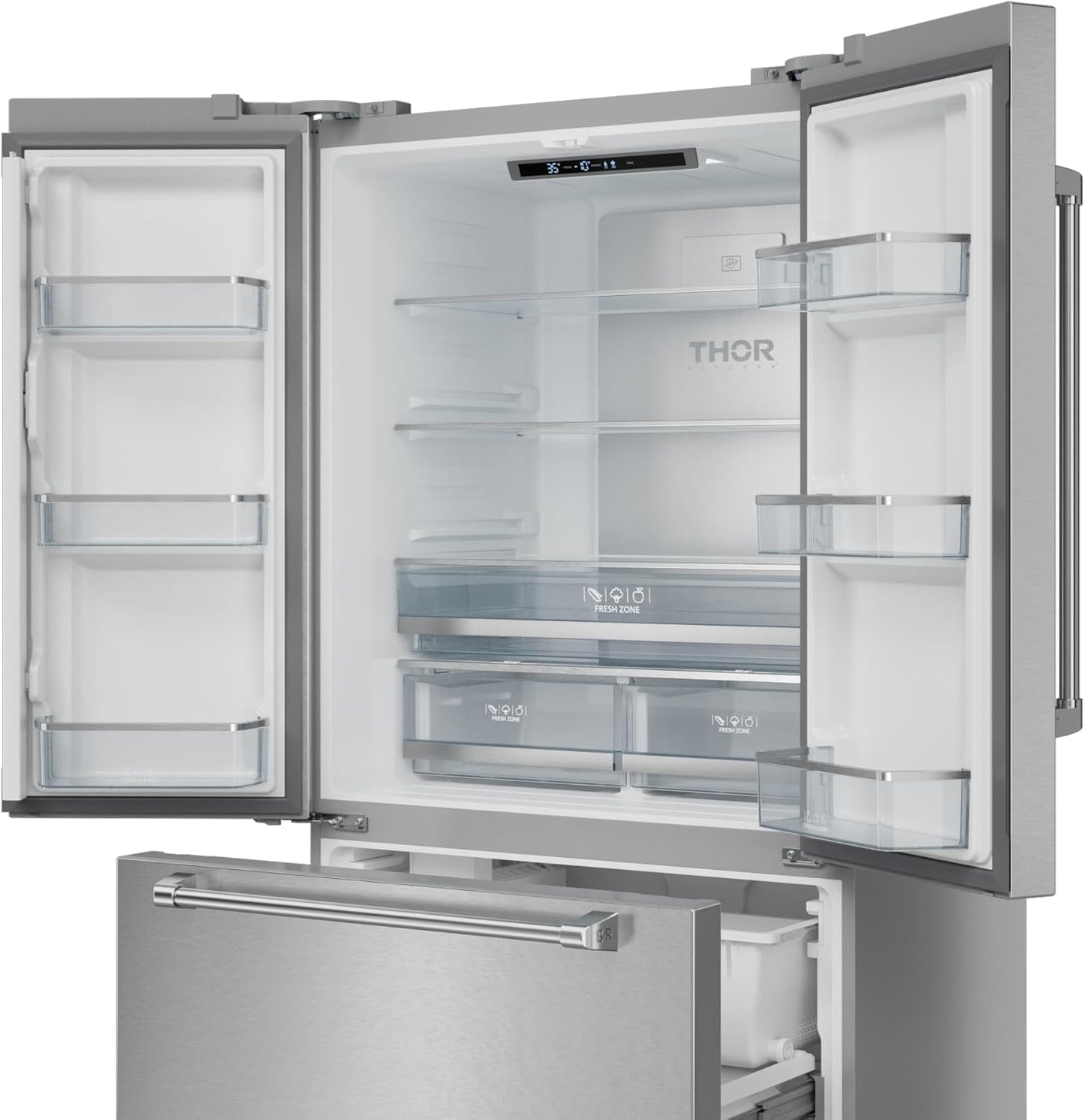 Gordon Ramsay 36 Inch 20.3 Cu Ft French Door Counter Depth Refrigerator with Ice Maker in Stainless Steel