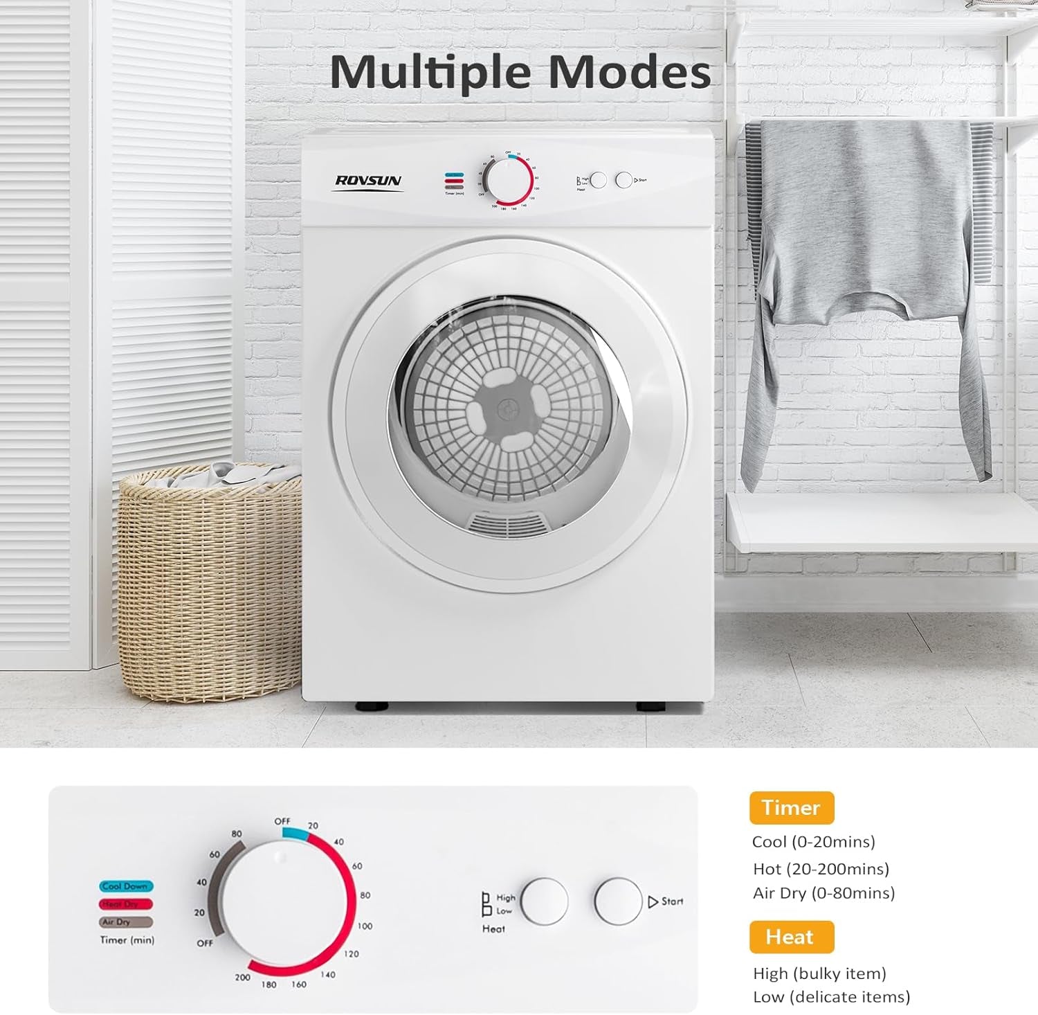 25LBS Full Automatic Washing Machine and 1.8Cuft Portable Clothes Dryer Set, Compact Laundry Washer and Dryer Combo Set with Stainless Steel Inner Tub, for Apartment, Dorms, Home