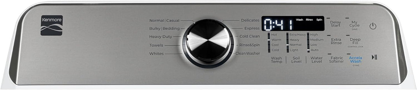 4.4 Cu. Ft. Top Load Washer with Triple Action Agitator for Tough Dirt & Stains-Reduce Laundry Time with Accela and Express Wash-Led, White