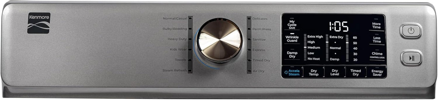 8.0 Cu. Ft. Front Load Gas Dryer - Wrinkle Guard with Accela Steam to Reduce Static and Odors - Sanitize & Smart Sensor Drying - LED - Metallic Silver