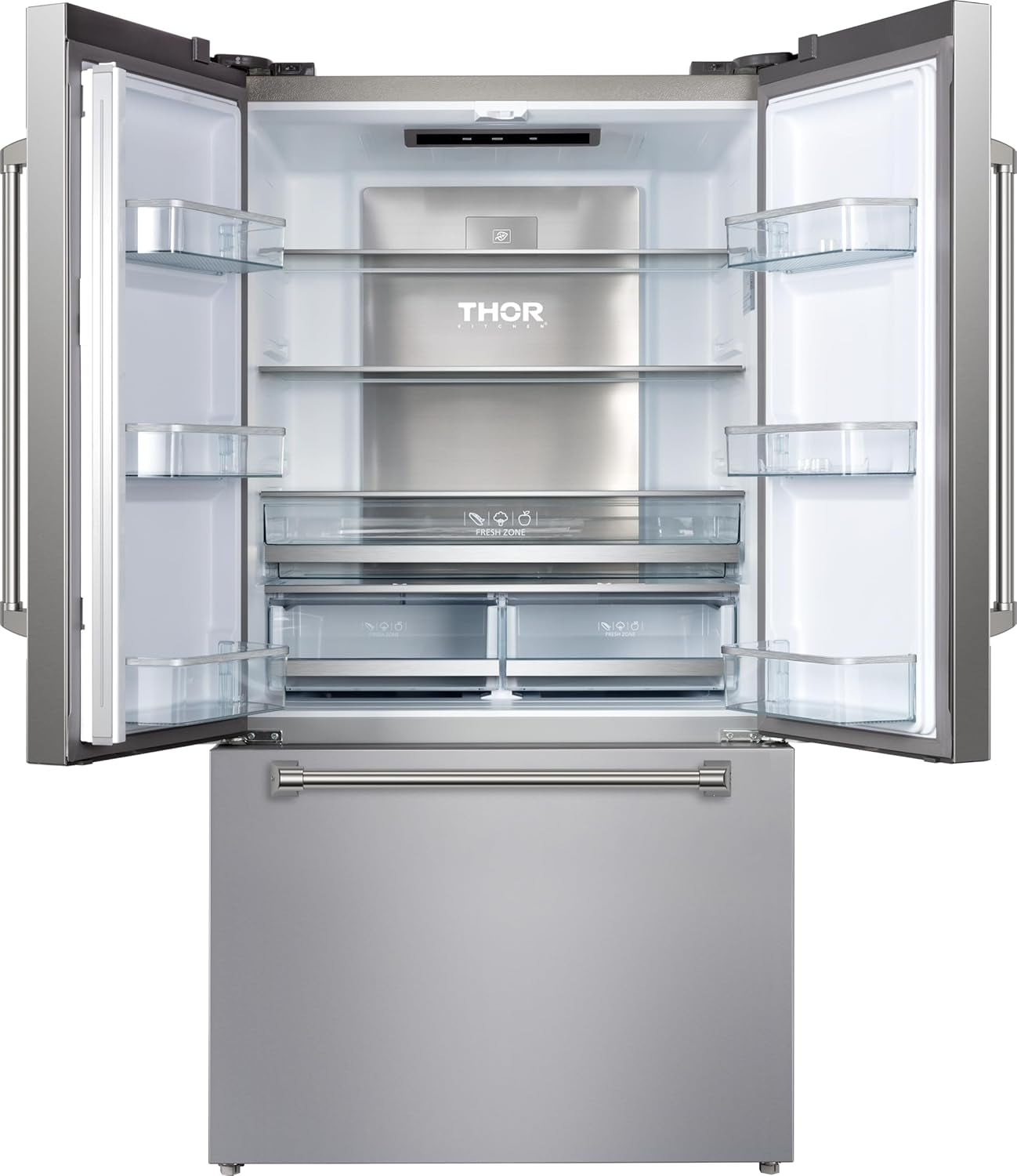 Gordon Ramsay 36 Inch 20.3 Cu Ft French Door Counter Depth Refrigerator with Ice Maker in Stainless Steel