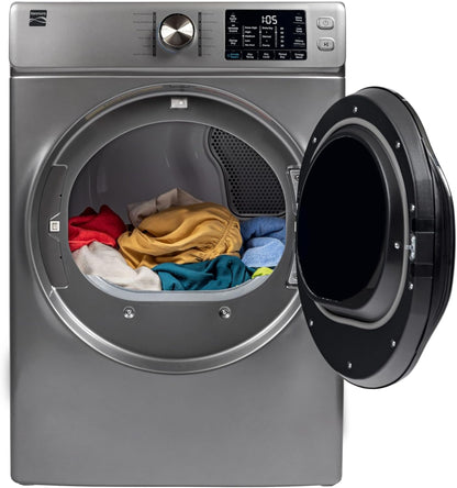 8.0 Cu. Ft. Front Load Gas Dryer - Wrinkle Guard with Accela Steam to Reduce Static and Odors - Sanitize & Smart Sensor Drying - LED - Metallic Silver
