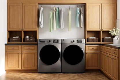 8.0 Cu. Ft. Front Load Gas Dryer - Wrinkle Guard with Accela Steam to Reduce Static and Odors - Sanitize & Smart Sensor Drying - LED - Metallic Silver