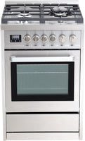 RRG241TS 24" Gas Range, 4 Sealed Burners, 3.0 Cu. Ft. Capacity, Freestanding Slide-In Convection Oven, Easy Reach Racks, Soft Close Door, Clock and Timer, Stainless Steel