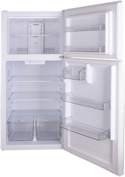 30 In. 18.2 Cu. Ft. Capacity Refrigerator/Freezer with Adjustable Glass Shelving, Humidity Control Crispers, Gallon Door Bins, ENERGY STAR Certified, White