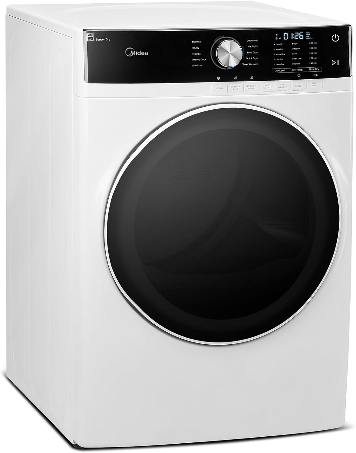 MLE45N1AWW Front Load Electric Dryer Matching, with Stainless Steel Sensor Dry, Wrinkle Care, Touch Control, 10 Total Cycles, 8.0 Cu.Ft, White