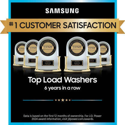 4.7 Cu Ft Top Load Washing Machine Bundle with Built-In Waterjet Faucet, Self Clean, Low Vibration Quiet Wash, Smart Wi-Fi, Includes Hoses & 1-Year CPS Protection