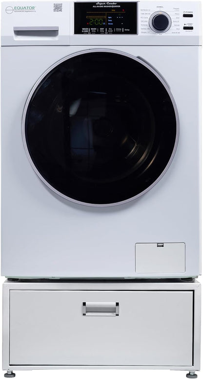 Equator All-In-One Washer Dryer Ventless FULLY BUILTIN 0-CLEARANCE 1.62Cf/15Lbs 110V 1400RPM with Pedestal + ADA (White)