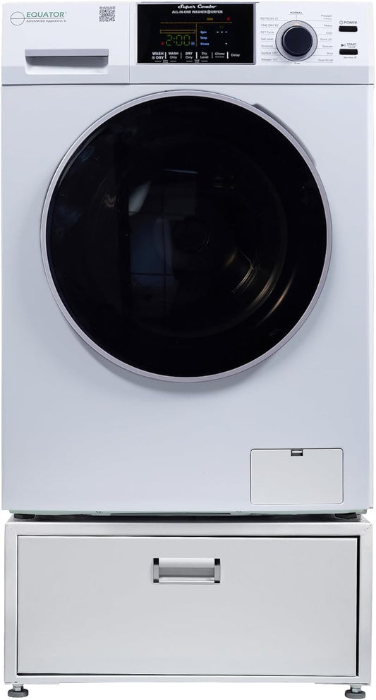Equator All-In-One Washer Dryer Ventless FULLY BUILTIN 0-CLEARANCE 1.62Cf/15Lbs 110V 1400RPM with Pedestal + ADA (White)