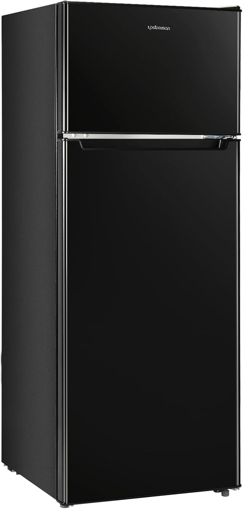 7.7 Cu.Ft. Refrigerator with Freezer, Double Door Fridge, Adjustable Thermostat, Large Capacity, Reversible Door Swing, Refrigerator for Apartment, Office, Dorm, Black（Bd75）