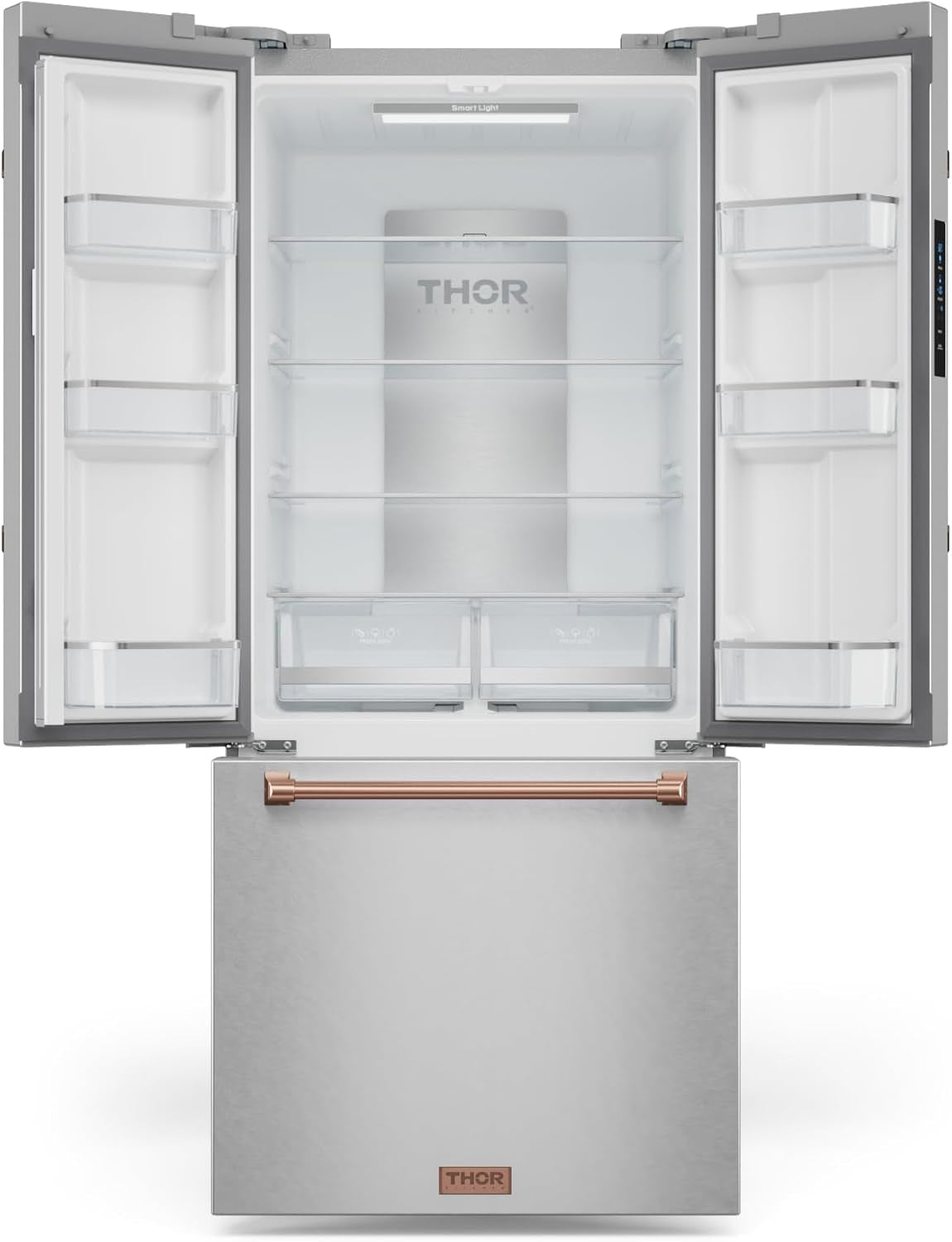 Gordon Ramsay 30 Inch 17.7 Cu Ft French Door Counter Depth Refrigerator with Ice Maker in Stainless Steel/Rose Gold