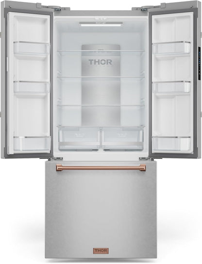 Gordon Ramsay 30 Inch 17.7 Cu Ft French Door Counter Depth Refrigerator with Ice Maker in Stainless Steel/Rose Gold