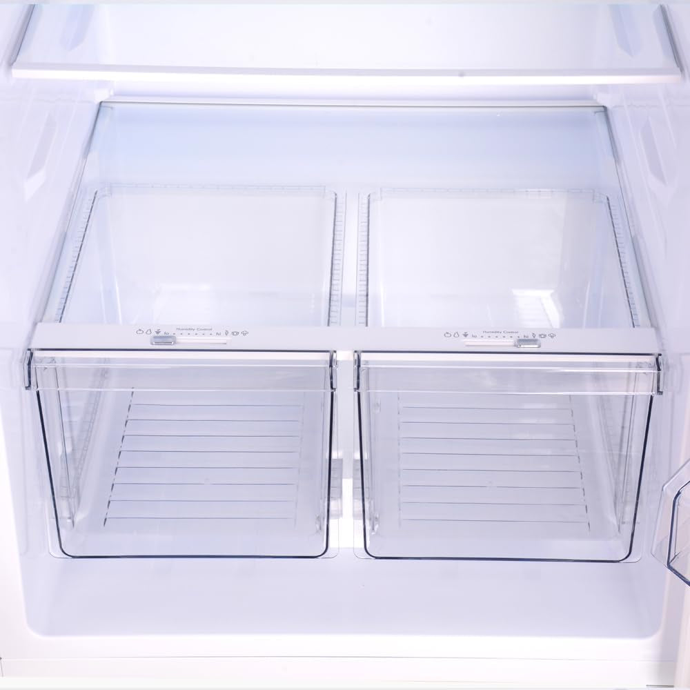 30 In. 18.2 Cu. Ft. Capacity Refrigerator/Freezer with Adjustable Glass Shelving, Humidity Control Crispers, Gallon Door Bins, ENERGY STAR Certified, White