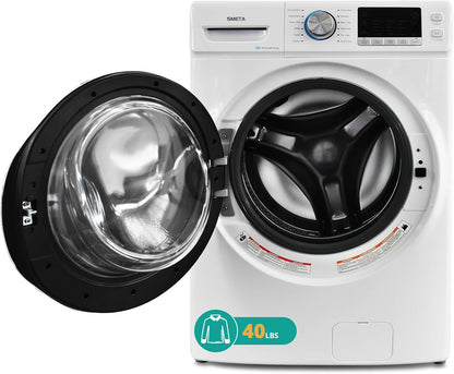Front Load Washing Machine 4.5 Cu. Ft Washer Machine 27IN Large Capacity 12 Washing Cycles Super Speed Clothes Washing Lavadora for Apartment RV, Steam Refresh