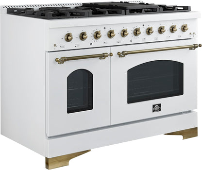 48" Duel Fuel Range 8 Burners in White Color