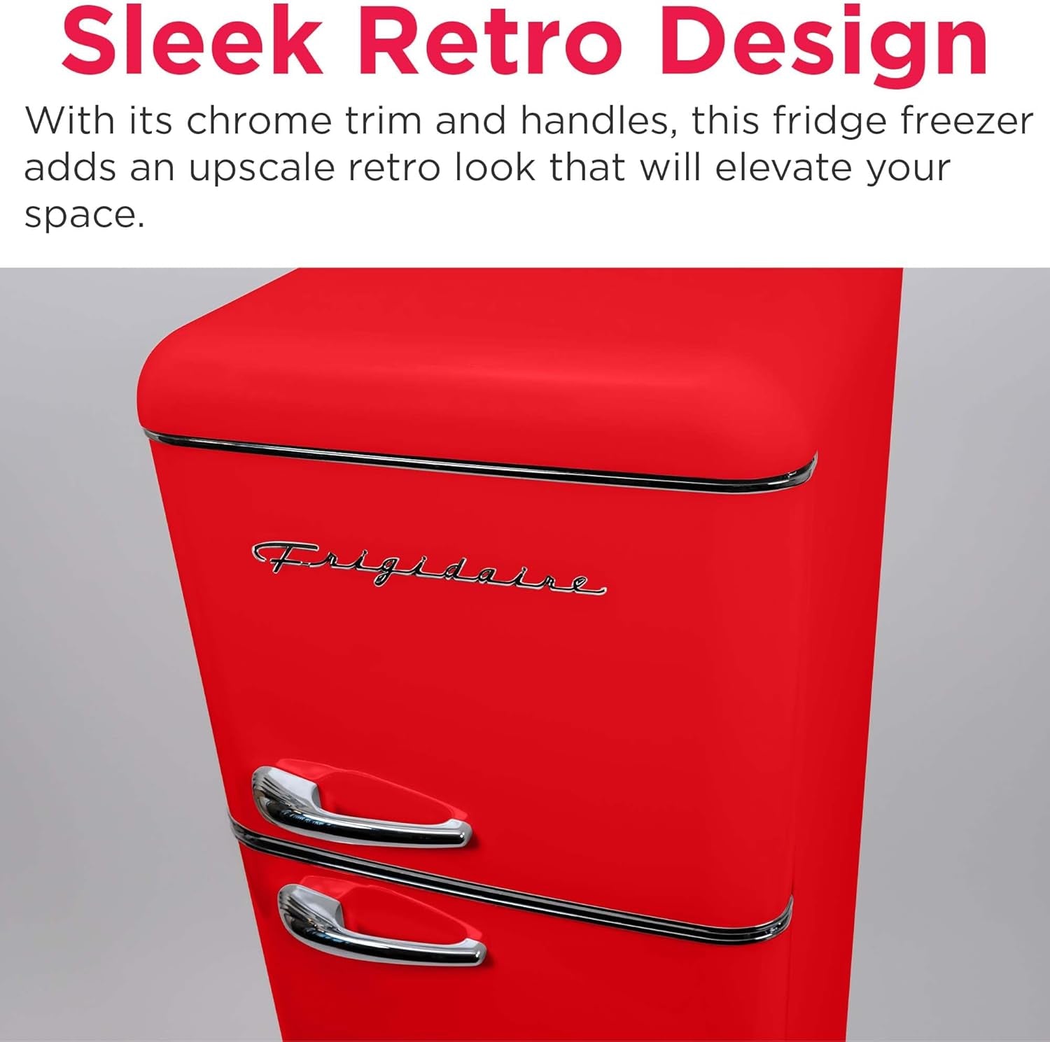 EFR756, 2 Door Apartment Size RETRO Refrigerator with Top Freezer, Chrome Handles, 7.5 Cu Ft