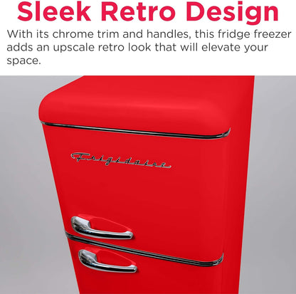 EFR756, 2 Door Apartment Size RETRO Refrigerator with Top Freezer, Chrome Handles, 7.5 Cu Ft