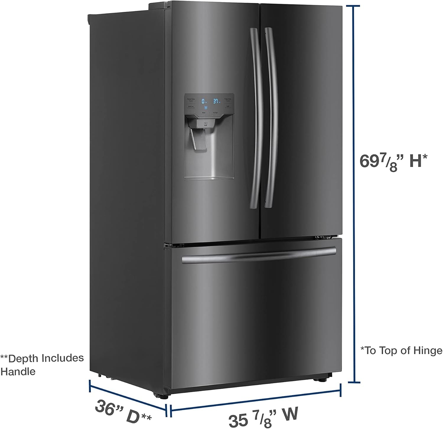 WRFS26SUJE 25.5 Cu. Ft. French Door Dispenser Refrigerator with a Dual Ice Maker - Black Stainless Steel