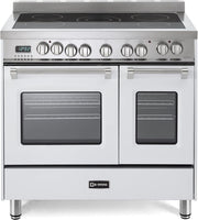 Prestige Series VPFSEE365DW 36 Inch All Electric Freestanding Range Double Oven Convection, 5 Burners Dual Center Element Chrome Knobs and Handle True White